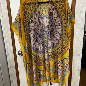 Woven Heart Yellow and Blue Mandala Kimono
